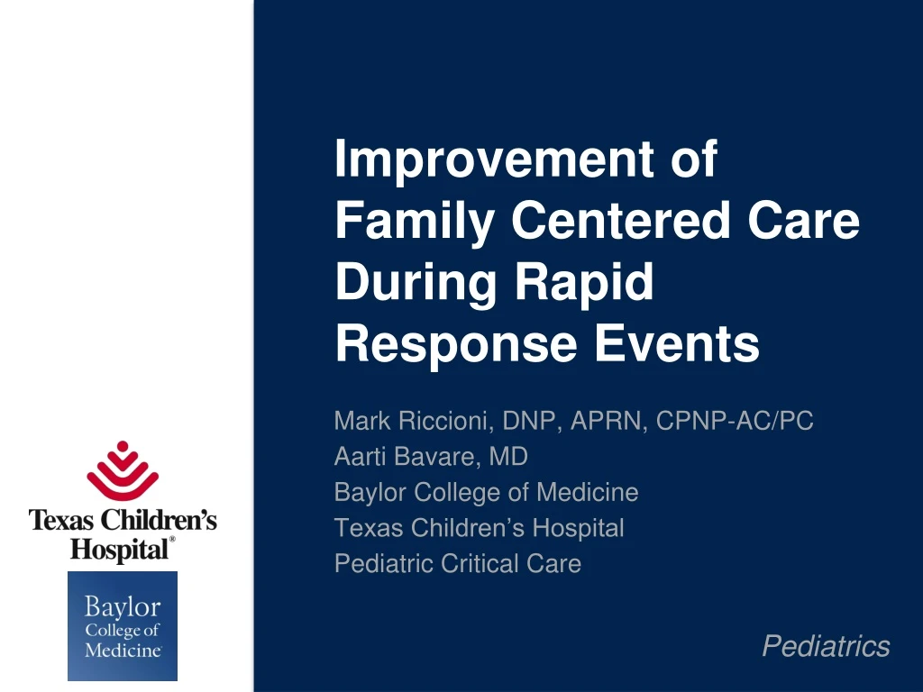 improvement of family centered care during rapid response events