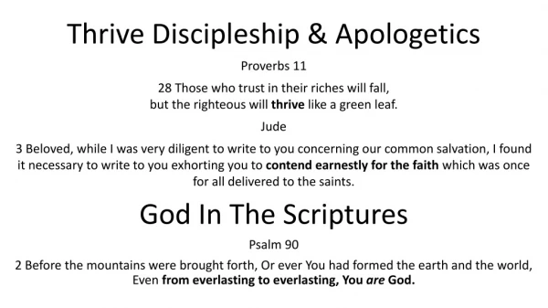 Thrive Discipleship &amp; Apologetics Proverbs 11