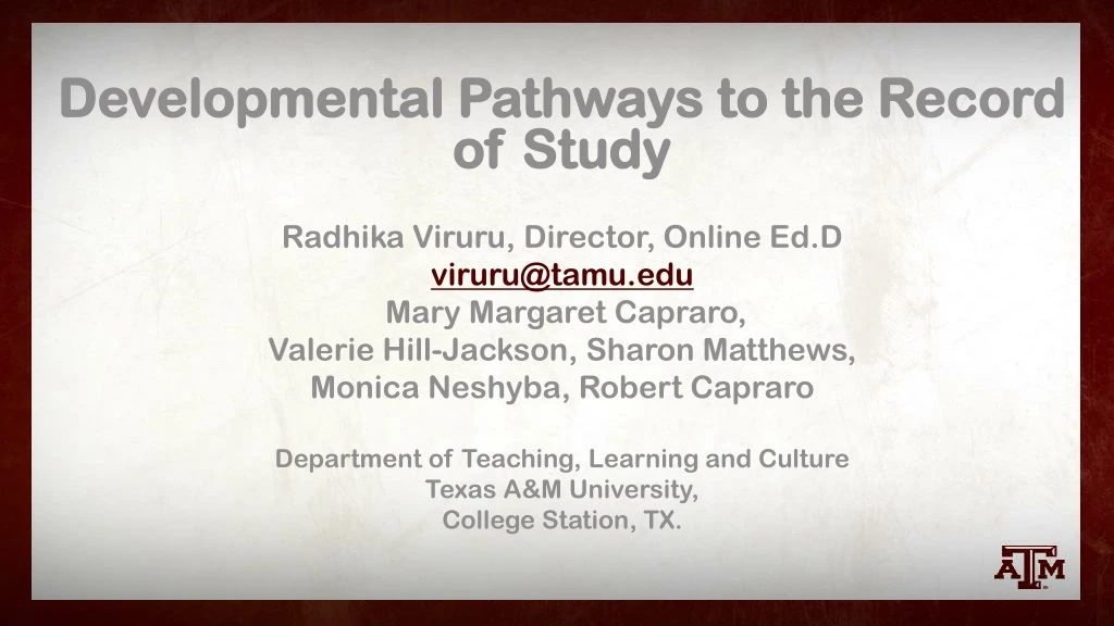 developmental pathways to the record of study