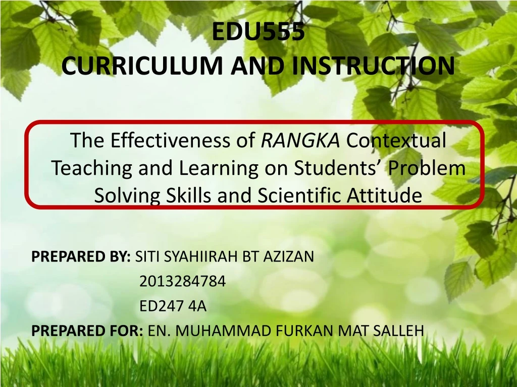edu555 curriculum and instruction