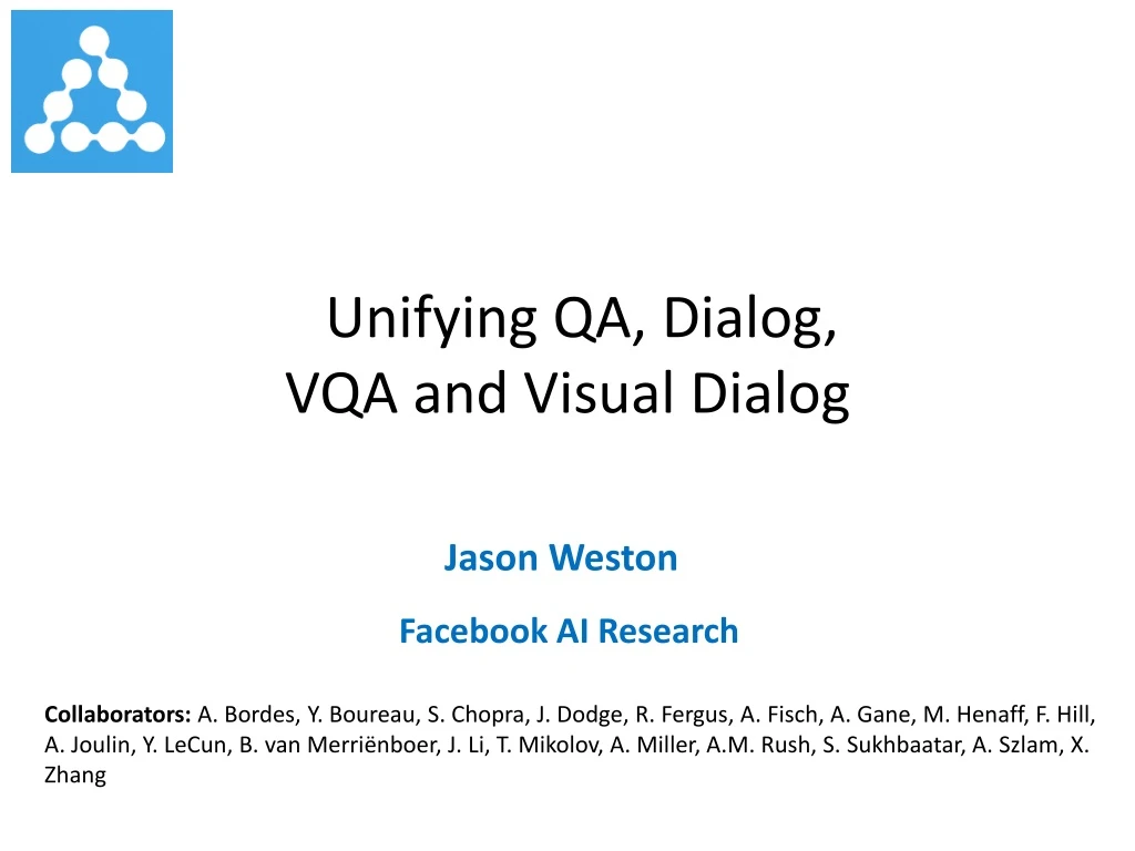 unifying qa dialog vqa and visual dialog
