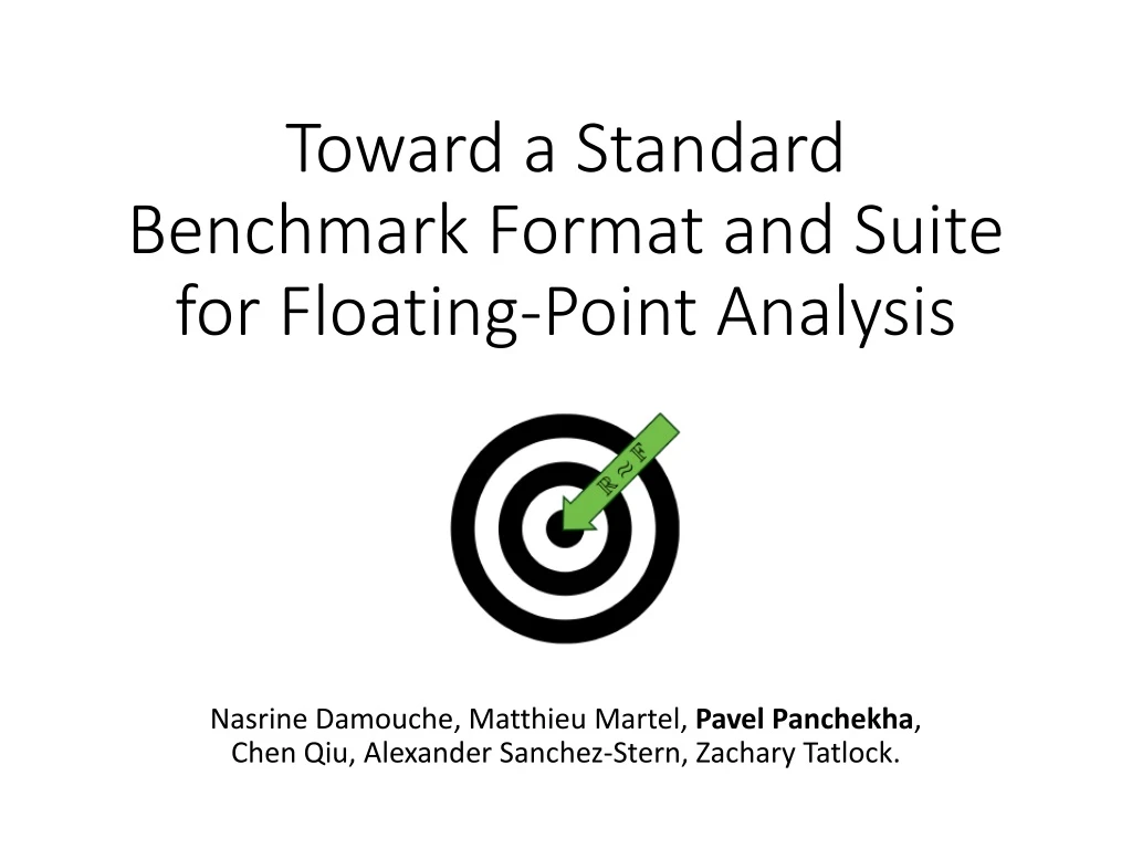 toward a standard benchmark format and suite for floating point analysis