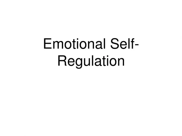 Emotional Self-Regulation