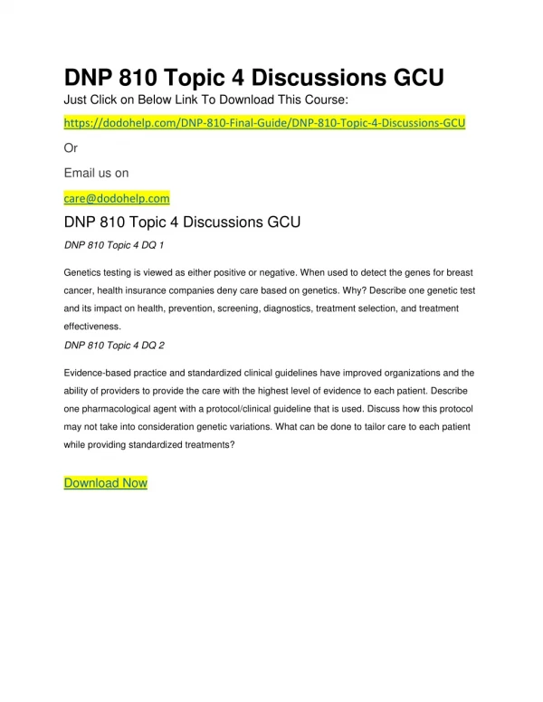 DNP 810 Topic 4 Discussions GCU