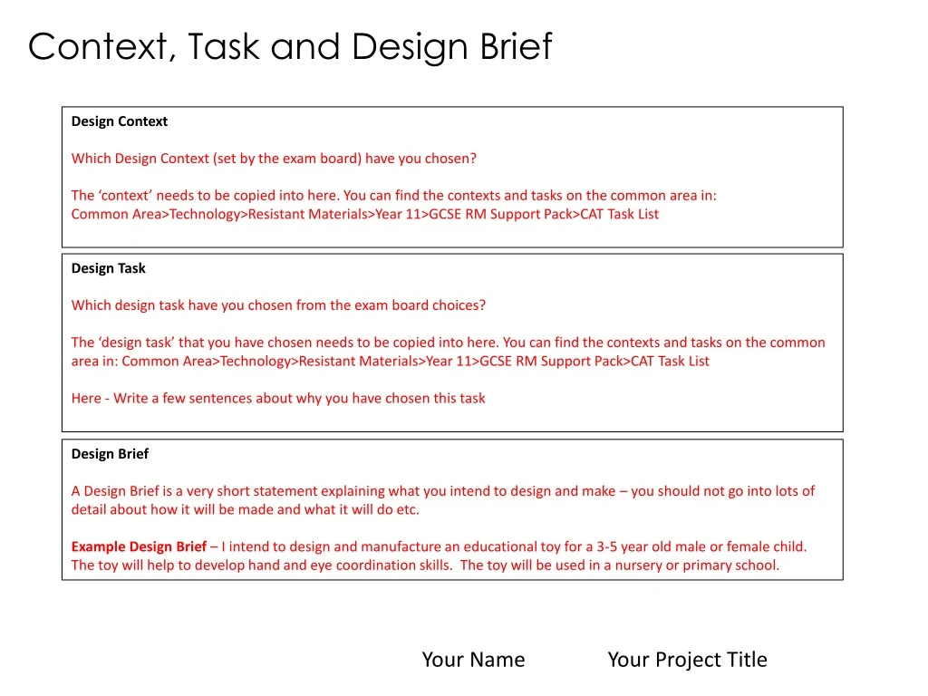 context task and design brief