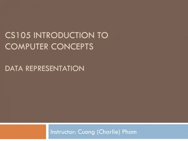 CS105 Introduction to Computer Concepts Data REPRESENTATION