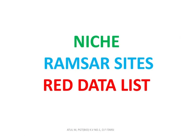 NICHE RAMSAR SITES RED DATA LIST