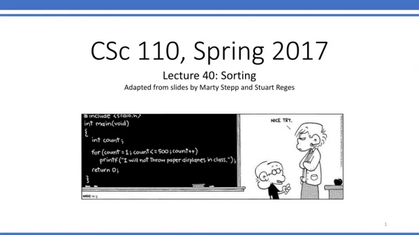 CSc 110, Spring 2017
