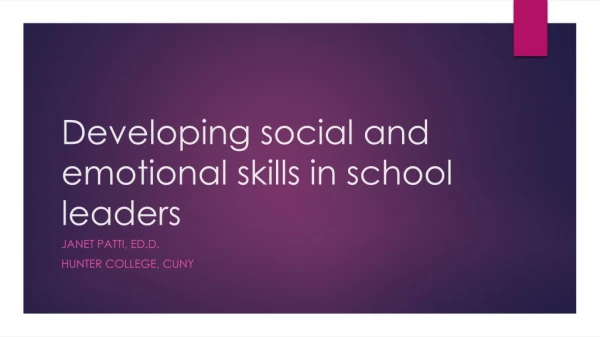 Developing social and emotional skills in school leaders