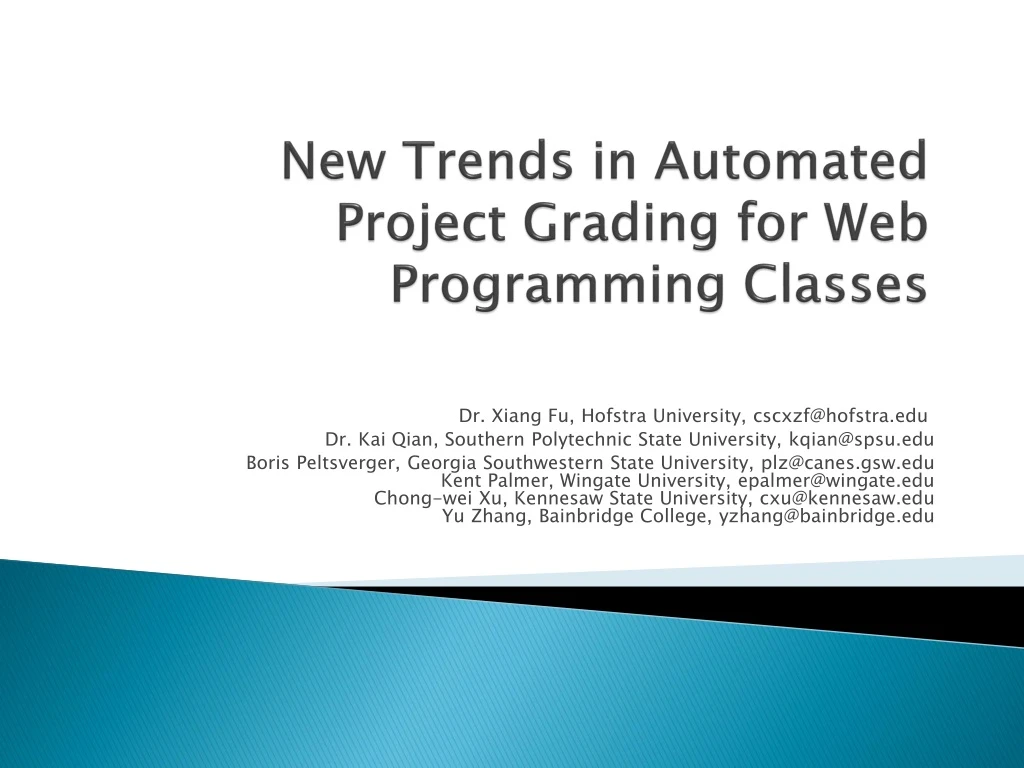new trends in automated project grading for web programming classes