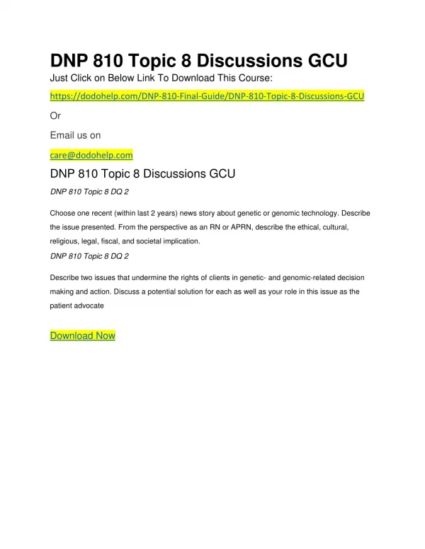 DNP 810 Topic 8 Discussions GCU