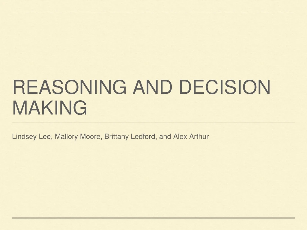 reasoning and decision making