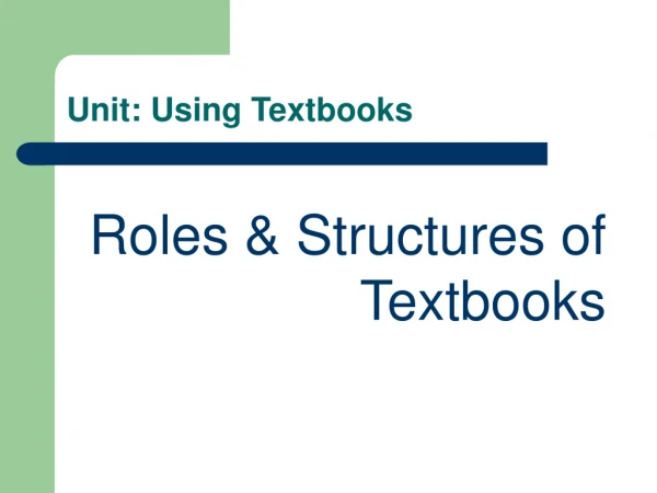Unit: Using Textbooks