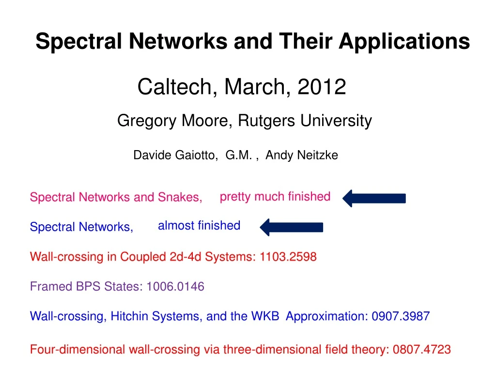 spectral networks and their applications