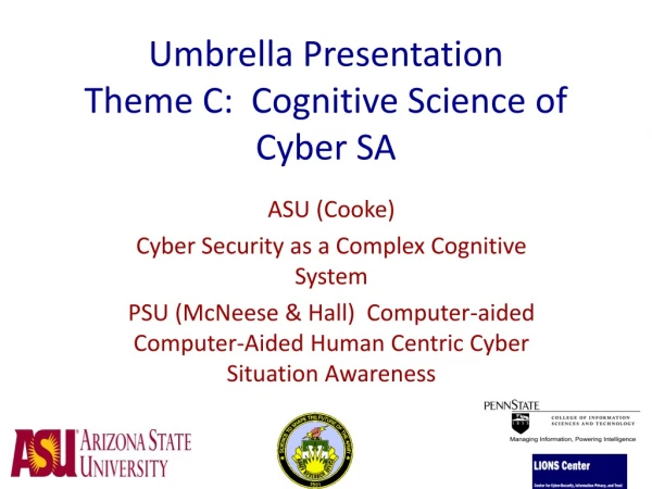 Umbrella Presentation Theme C: Cognitive Science of Cyber SA