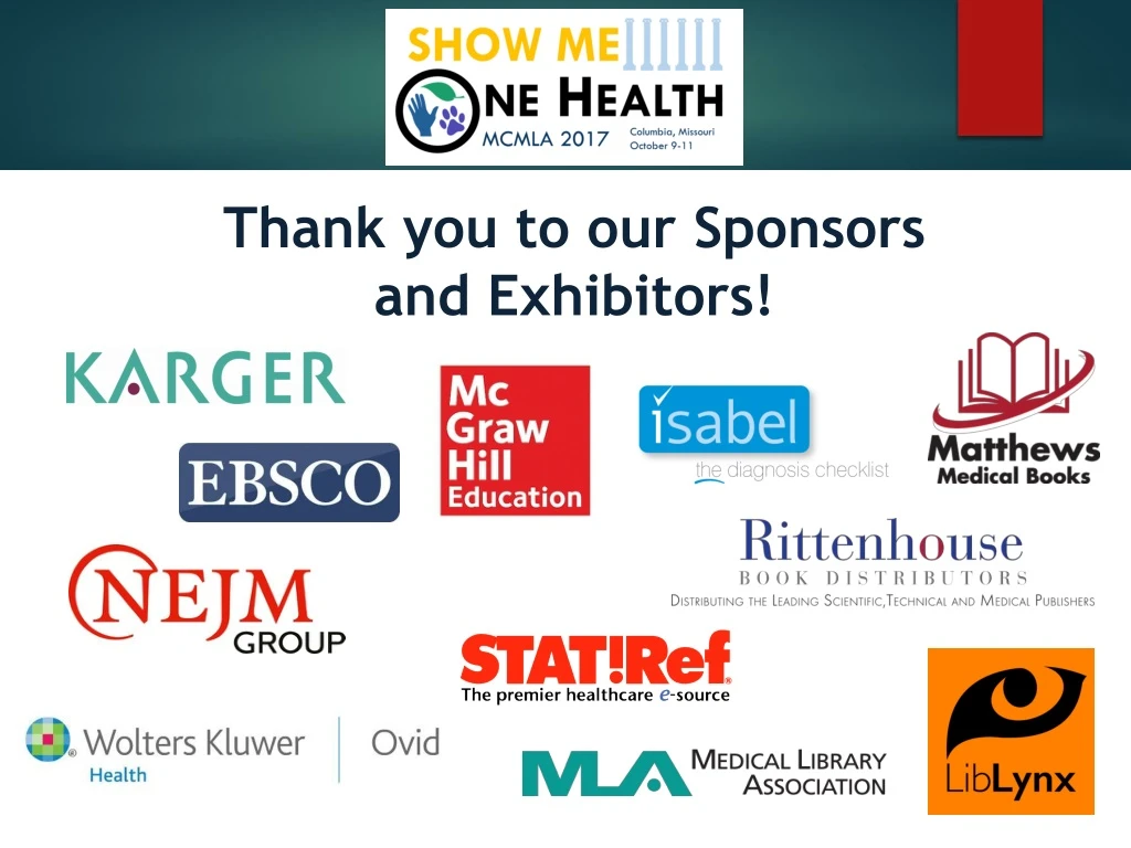 thank you to our sponsors and exhibitors