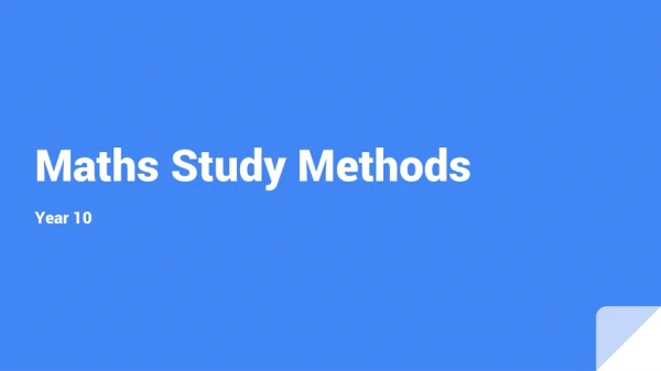 Maths Study Methods