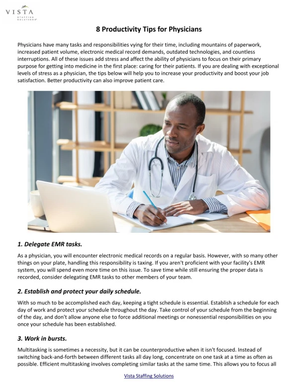 8 Productivity Tips for Physicians