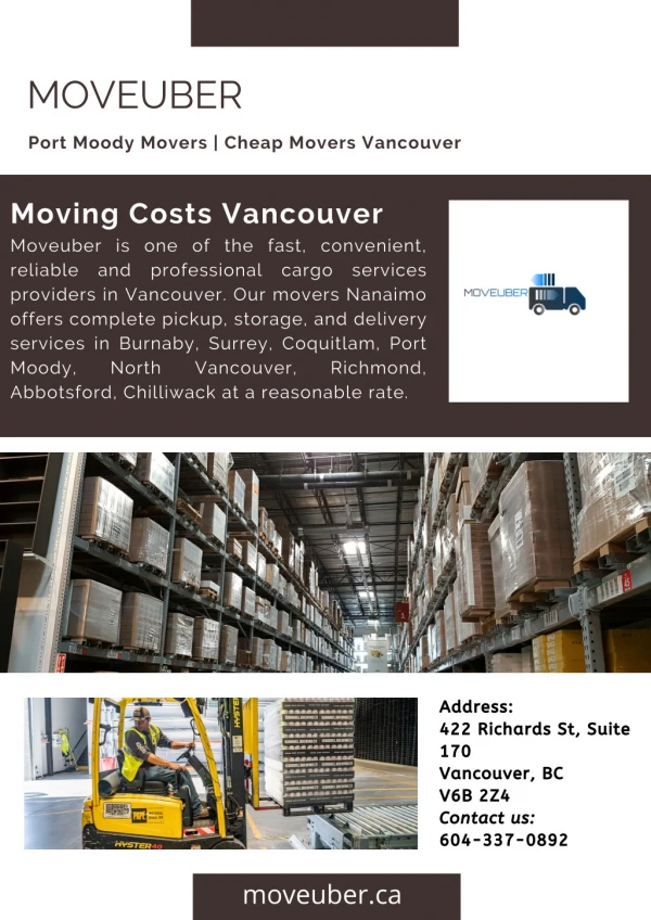Moving Costs Vancouver