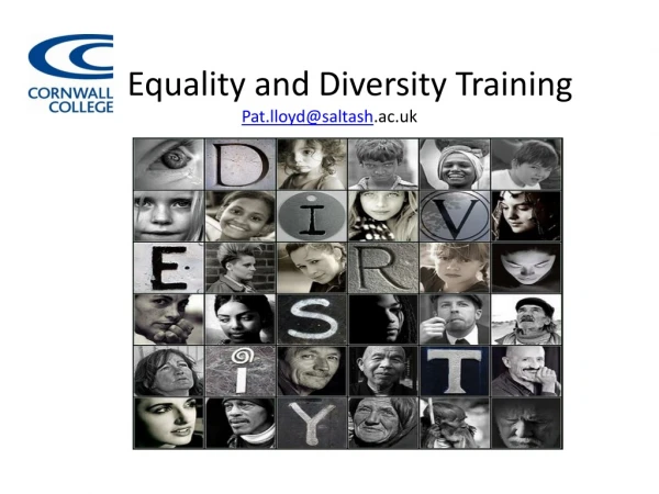 Equality and Diversity Training Pat.lloyd@saltash .ac.uk