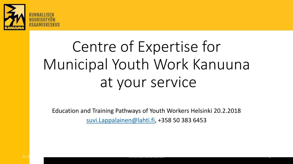 centre of expertise for municipal youth work kanuuna at your service