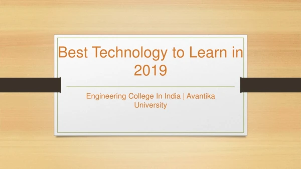 Best Technology to Learn in 2019 - Avantika University