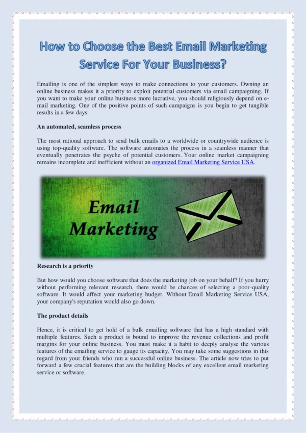 How to Choose the Best Email Marketing Service For Your Business?