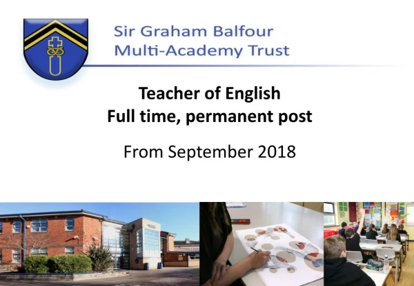 Teacher of English Full time, permanent post From September 2018