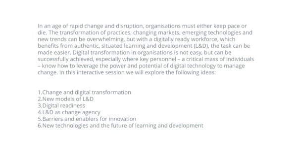 Digital Transformation in Organisations