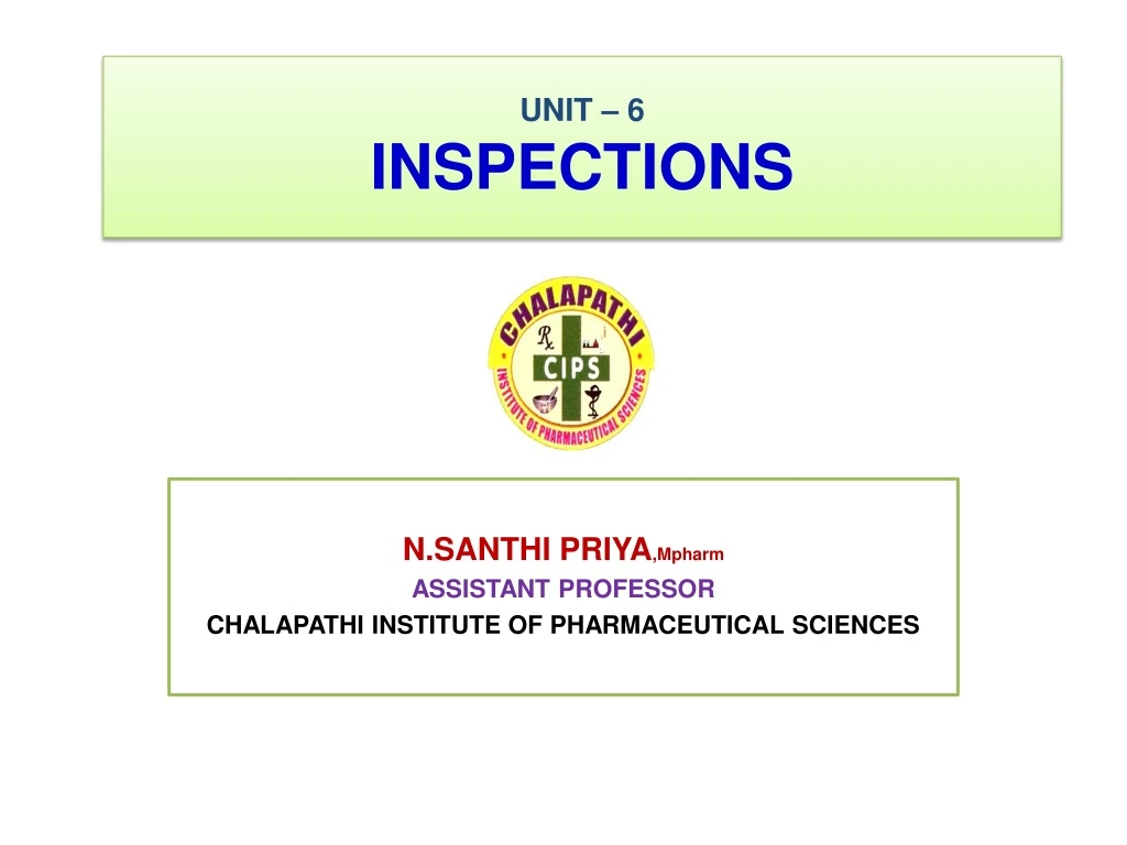 unit 6 inspections
