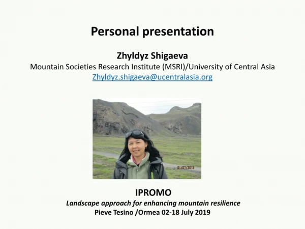 Personal presentation Zhyldyz Shigaeva