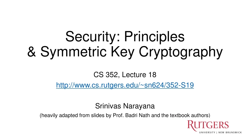 security principles symmetric key cryptography