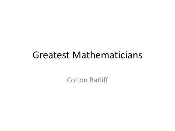 Greatest Mathematicians
