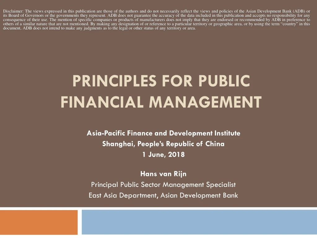 principles for public financial management
