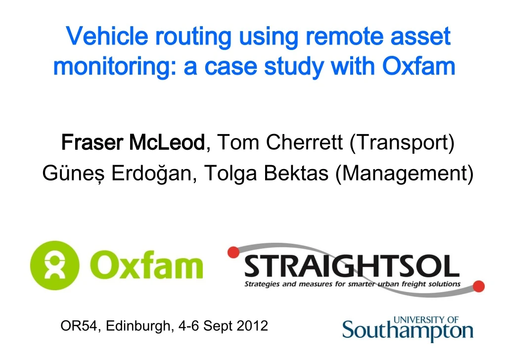v ehicle routing using remote asset monitoring a case study with oxfam