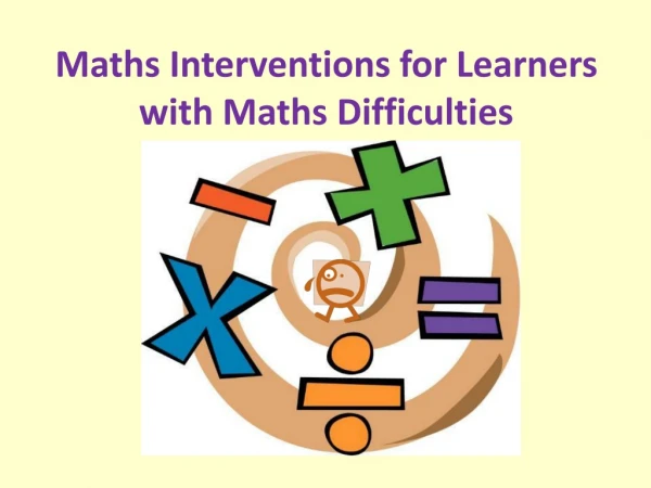 Maths Interventions for Learners with Maths Difficulties