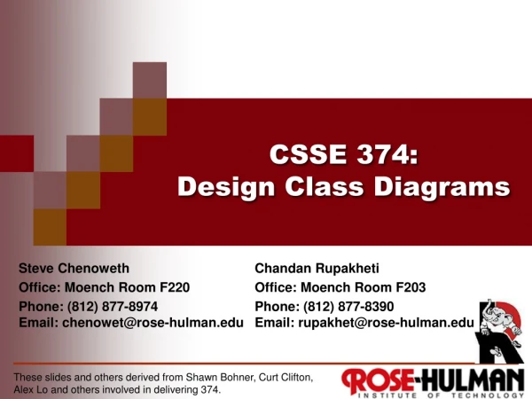 CSSE 374 : Design Class Diagrams