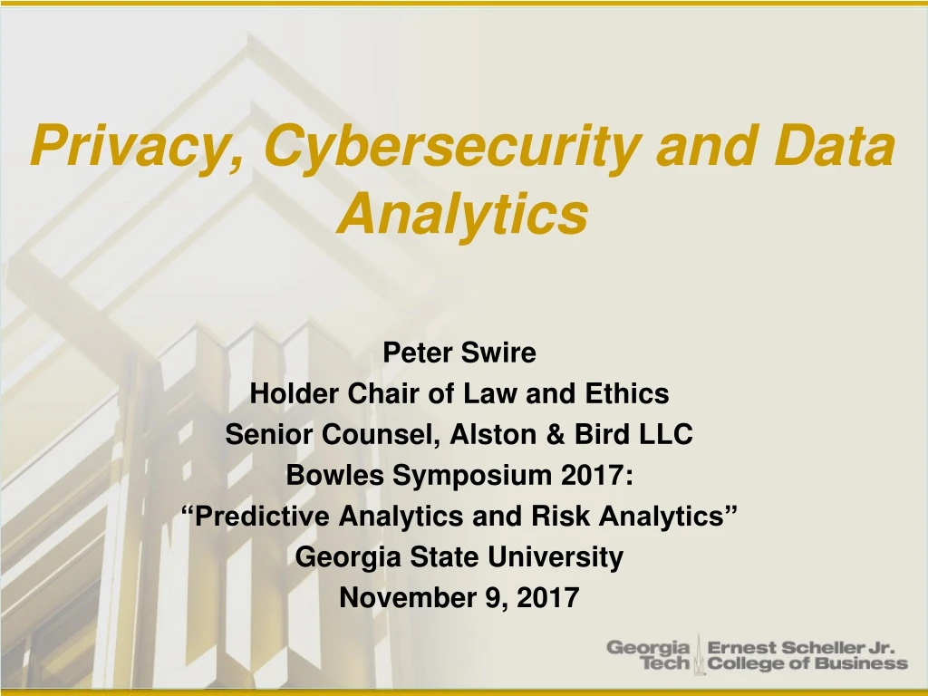 privacy cybersecurity and data analytics