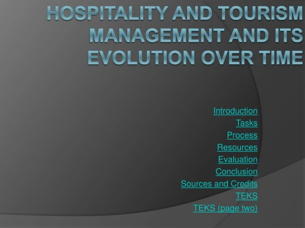 Hospitality and Tourism Management and Its Evolution Over Time