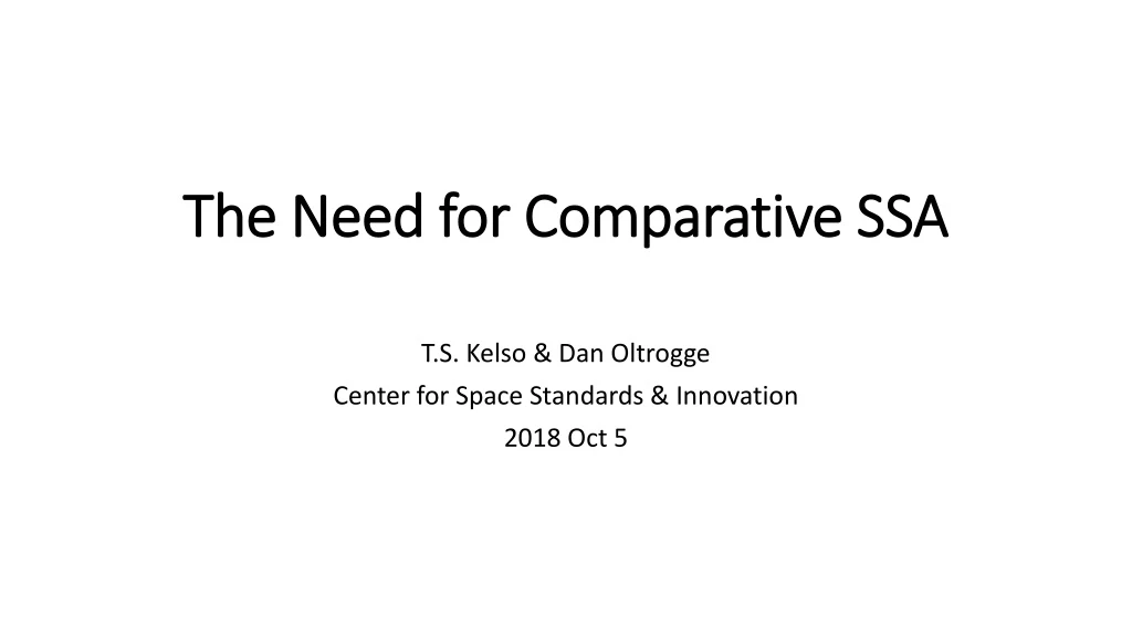 the need for comparative ssa