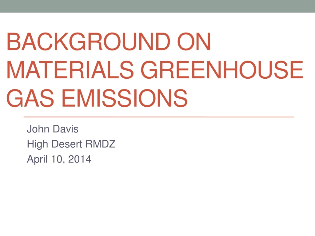 background on materials greenhouse gas emissions