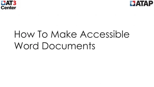 How To Make Accessible Word Documents
