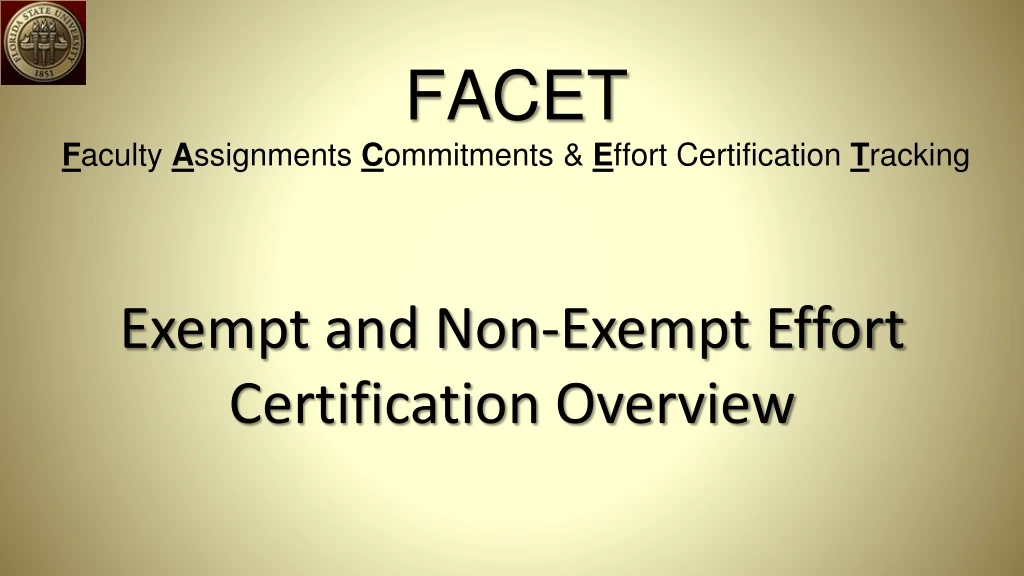 facet f aculty a ssignments c ommitments e ffort certification t racking