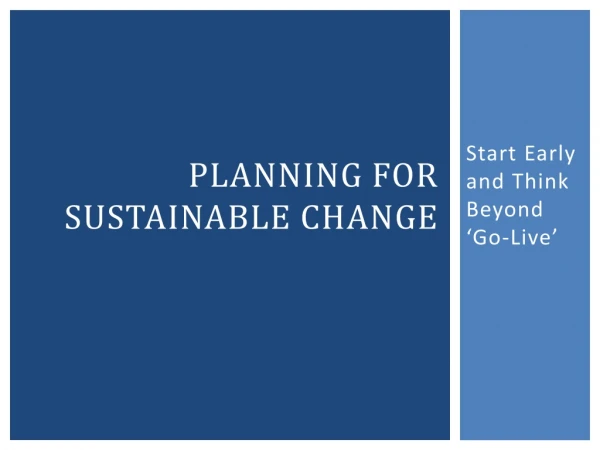 Planning for Sustainable Change