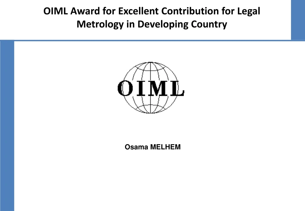 oiml award for excellent contribution for legal