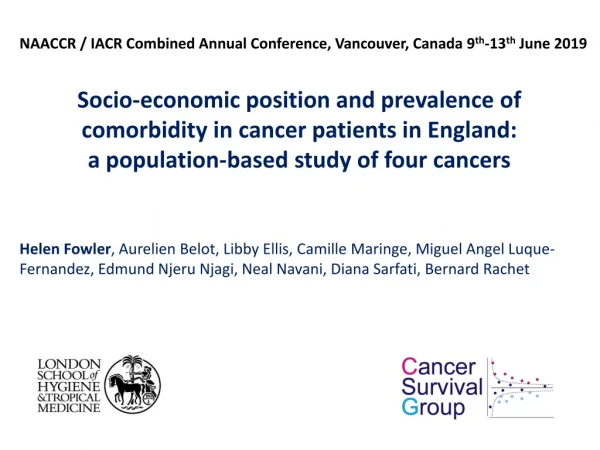 NAACCR / IACR Combined Annual Conference, Vancouver, Canada 9 th -13 th June 2019