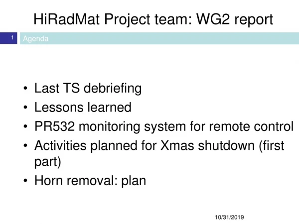 HiRadMat Project team: WG2 report