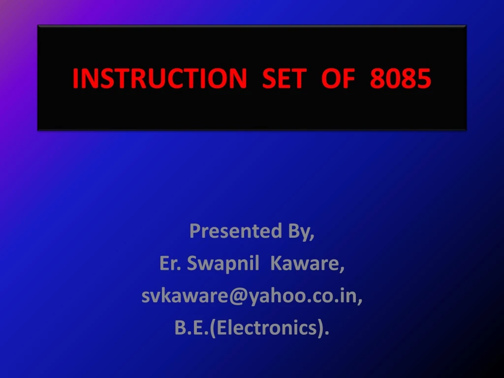 instruction set of 8085