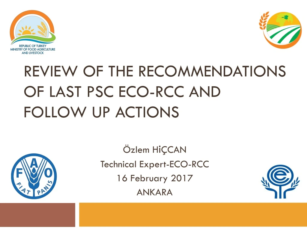 review of the recommendations of last psc eco rcc and follow up actions