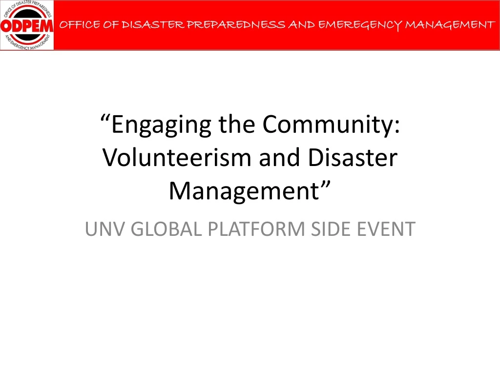 engaging the community volunteerism and disaster management
